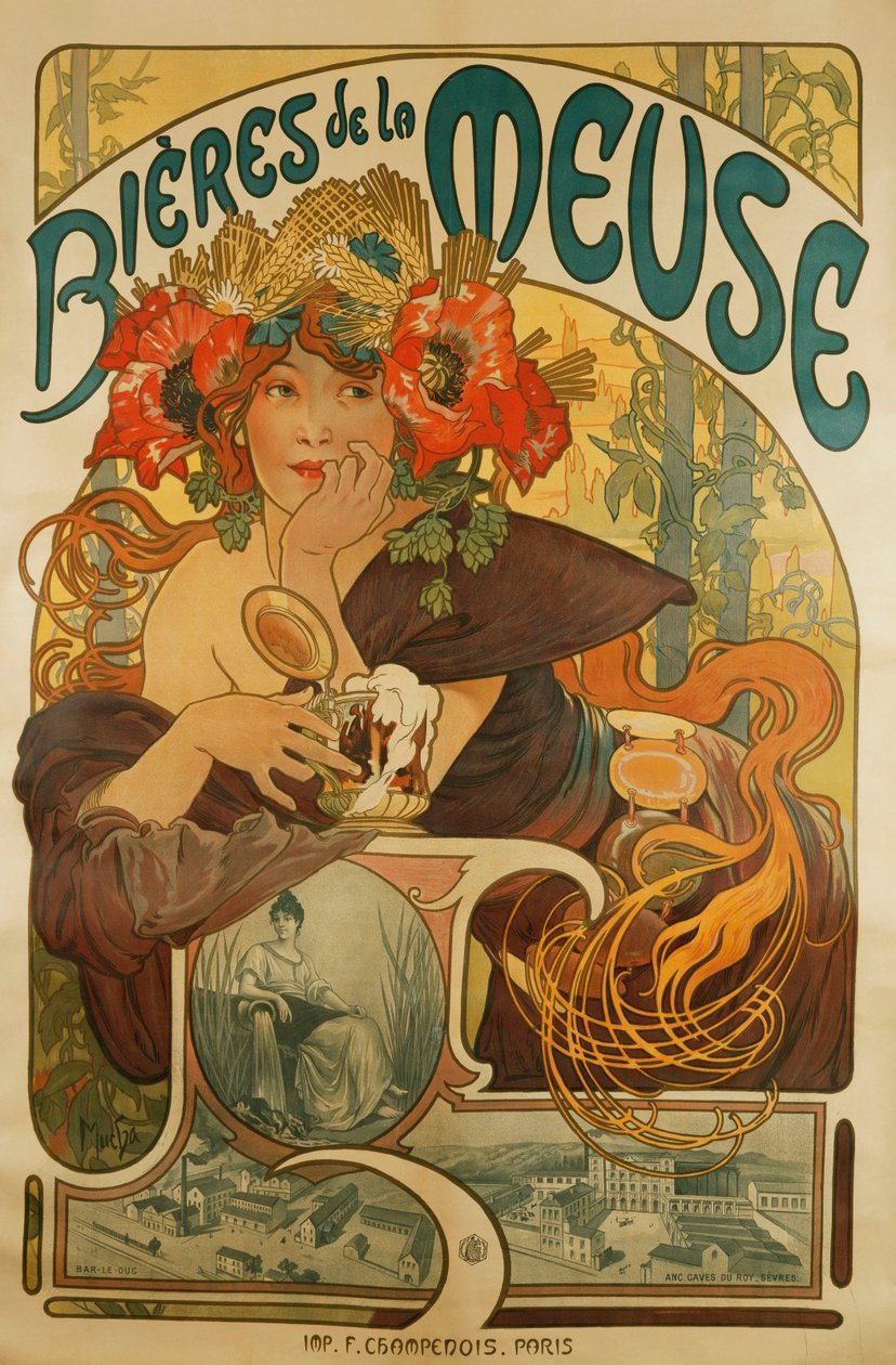Meuse Øl; Øl fra La Meuse, 1897 af Alphonse Mucha