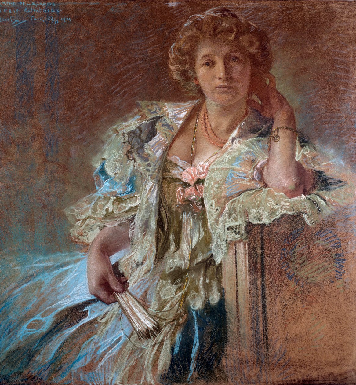 Portræt af Berthe Lalande. Maleri af Alphonse Mucha (1860-1939) af Alphonse Mucha