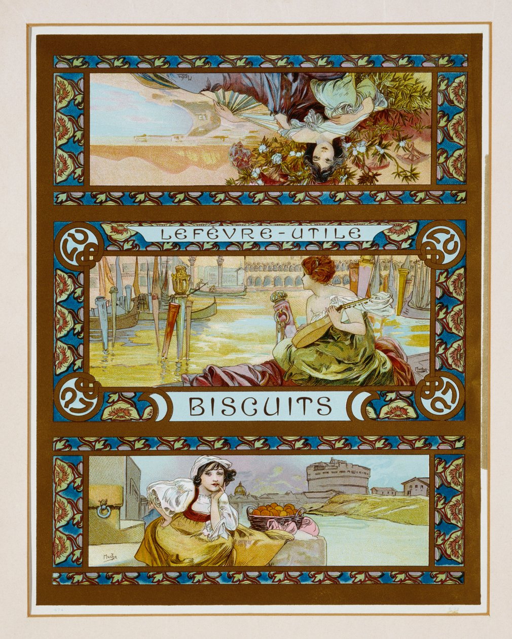 Plakat reklame "Lefevre-Utile" kiks, ca. 1910 af Alphonse Mucha