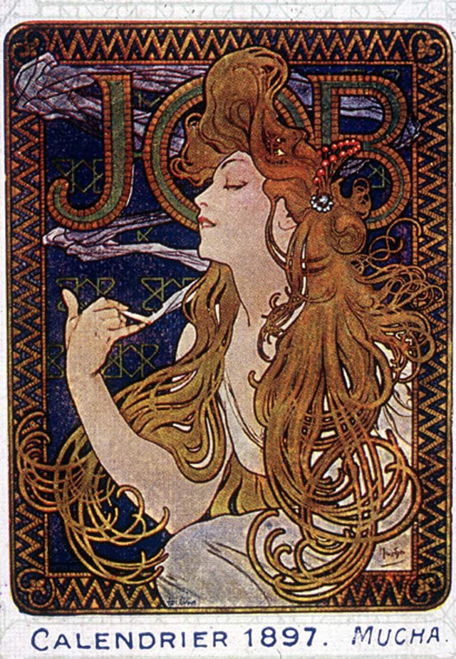 Plakat af papirfabrikker Job i Toulouse lavet af maleren Mucha. 1897. af Alphonse Marie Mucha
