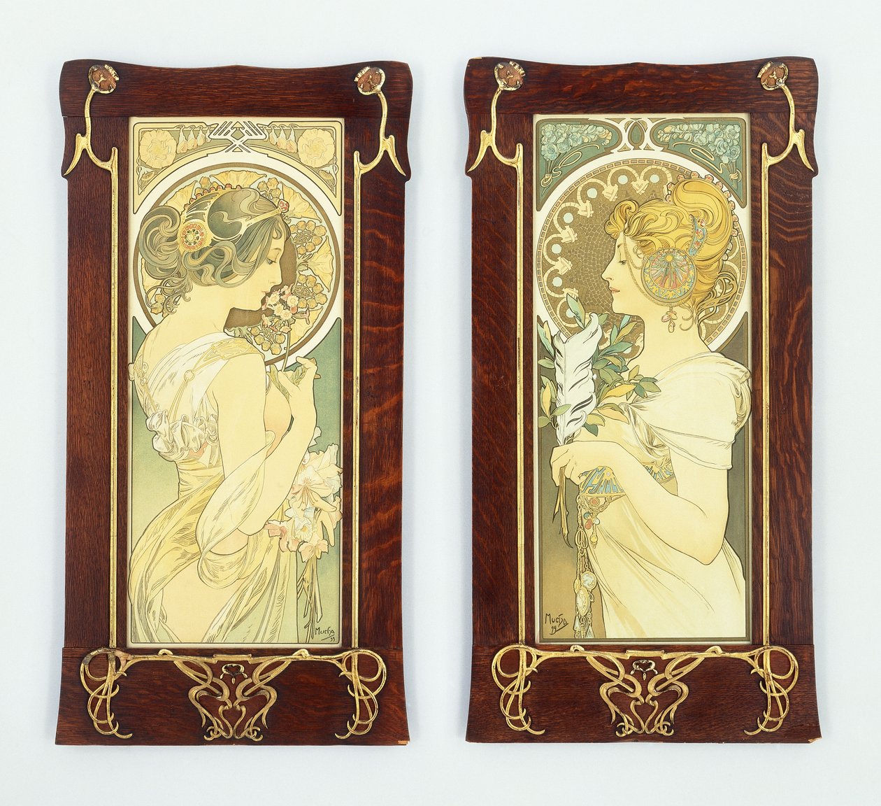 Primrosen og Fjeldpennen; Forår og Fjer, 1899 af Alphonse Mucha