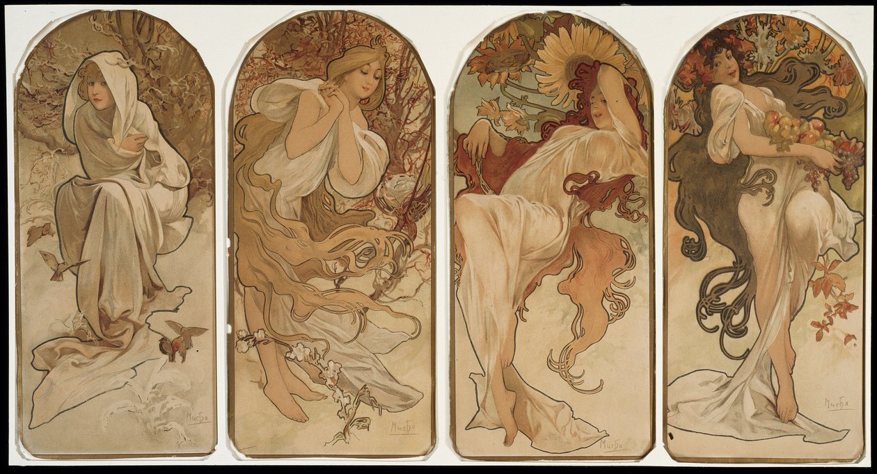 Årstiderne af Alphonse Marie Mucha
