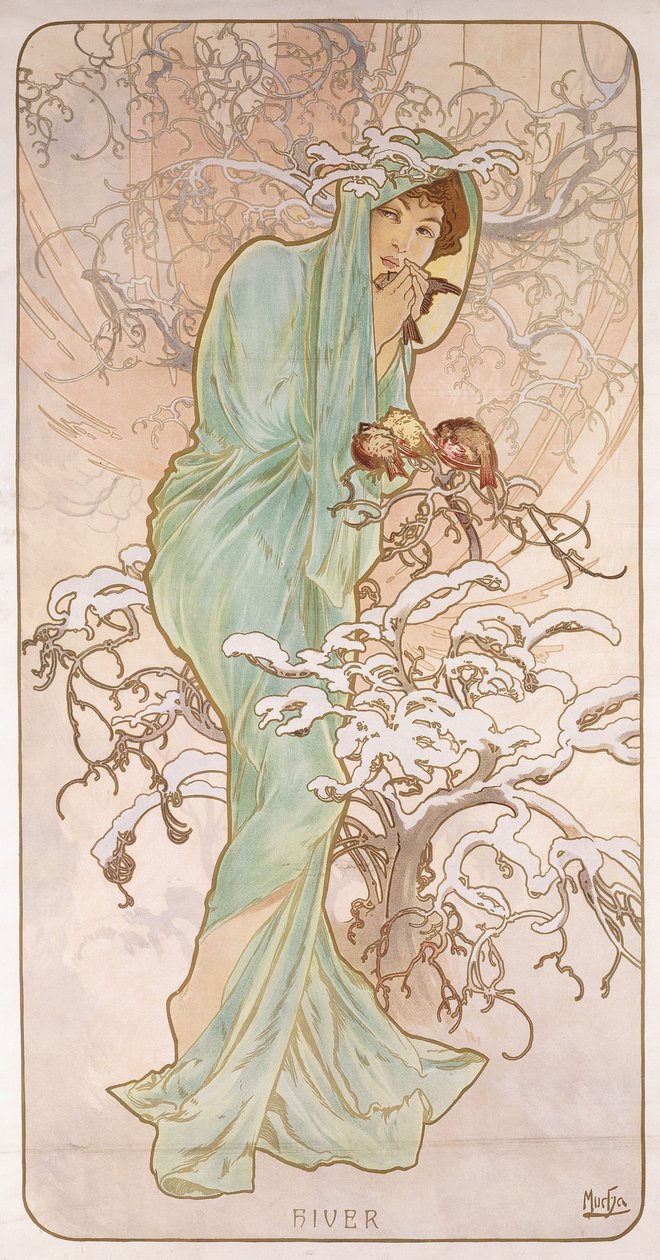 Vinter; Vinter, ca. 1896 af Alphonse Mucha