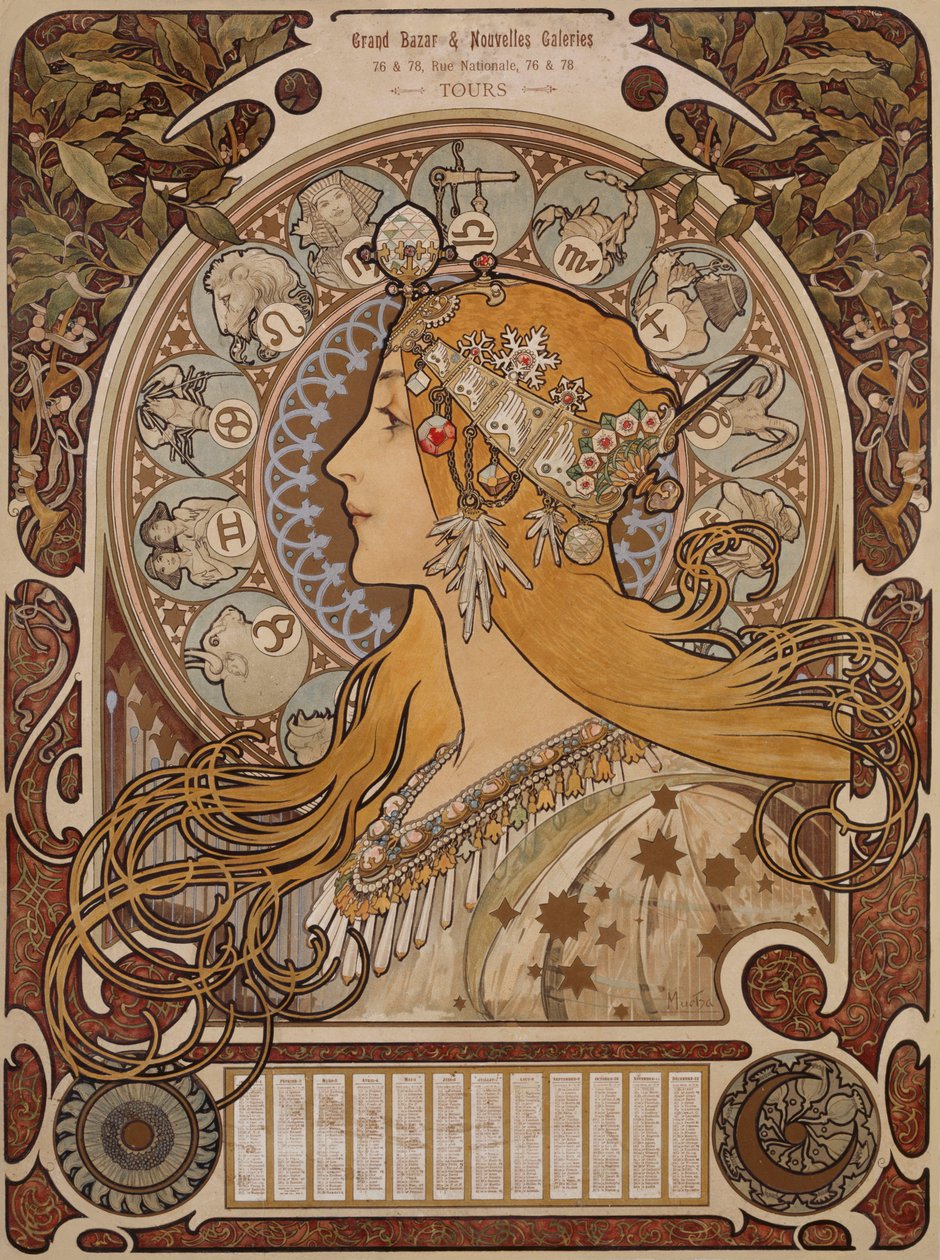 Zodiac, Grand Bazaar og nye gallerier, rundvisninger af Alphonse Mucha