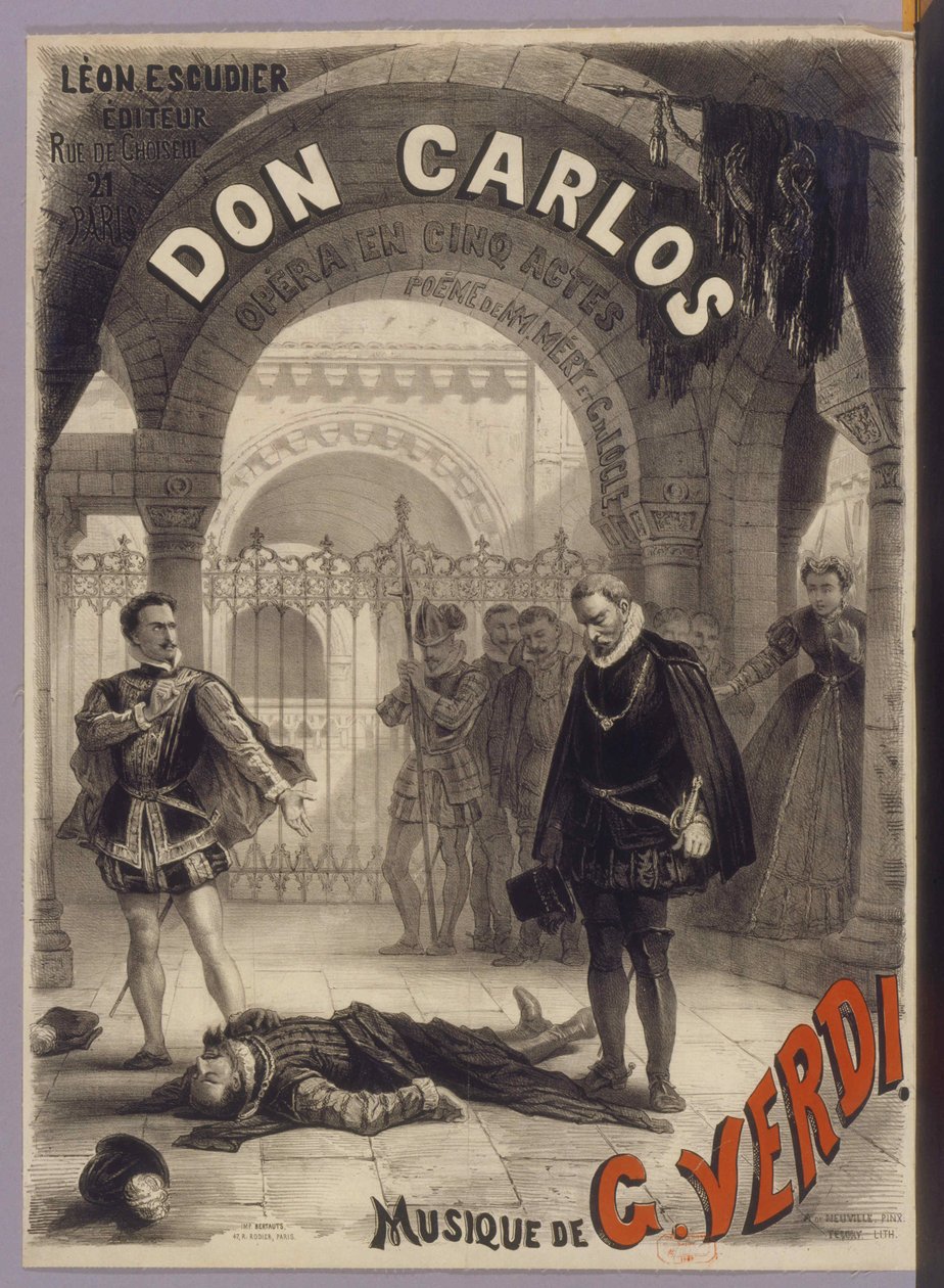 Plakat for operaen Don Carlos af Giuseppe Verdi, 1867. af Alphonse Marie Neuville de