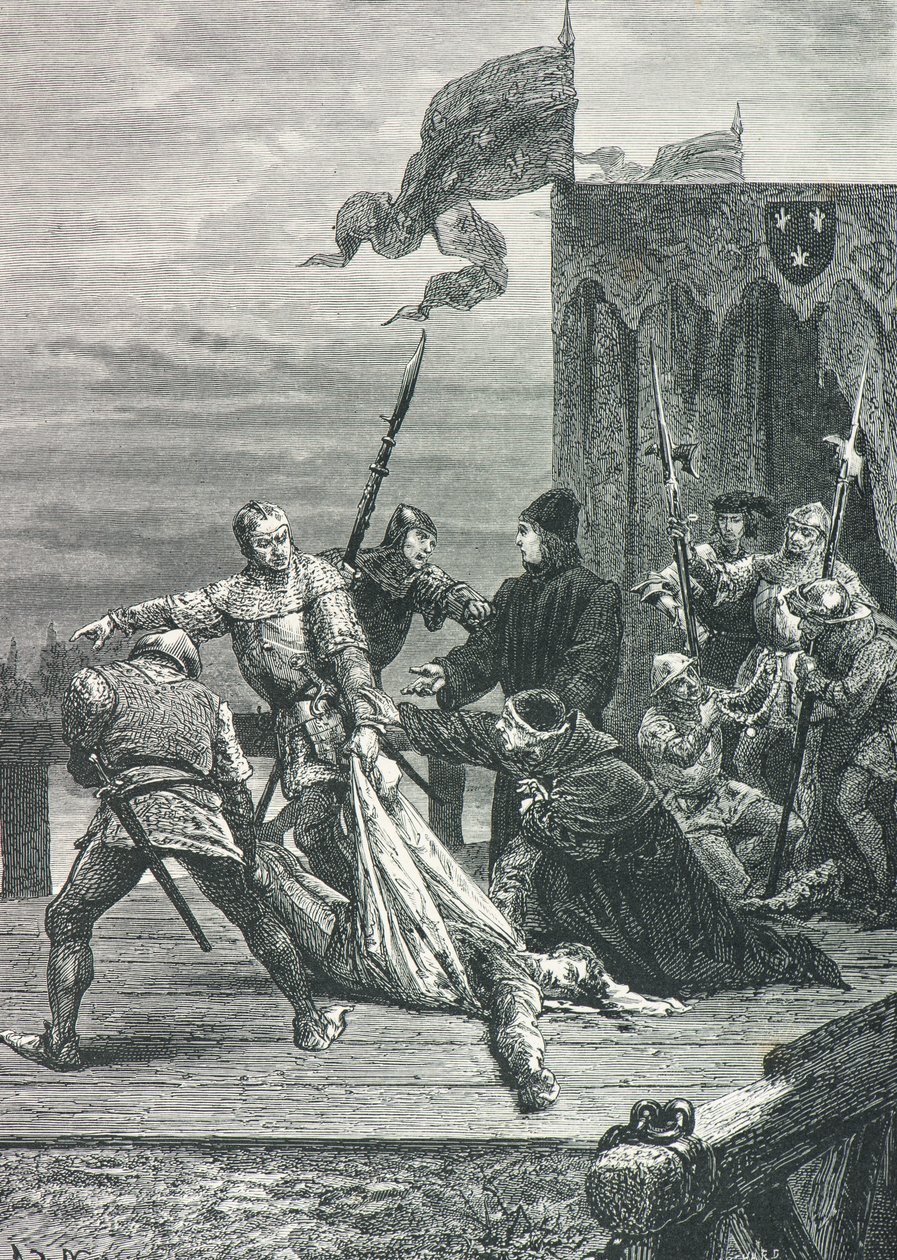 Mordet på Johannes den Frygtløse i 1419 (kobberstik) af Alphonse Marie de Neuville