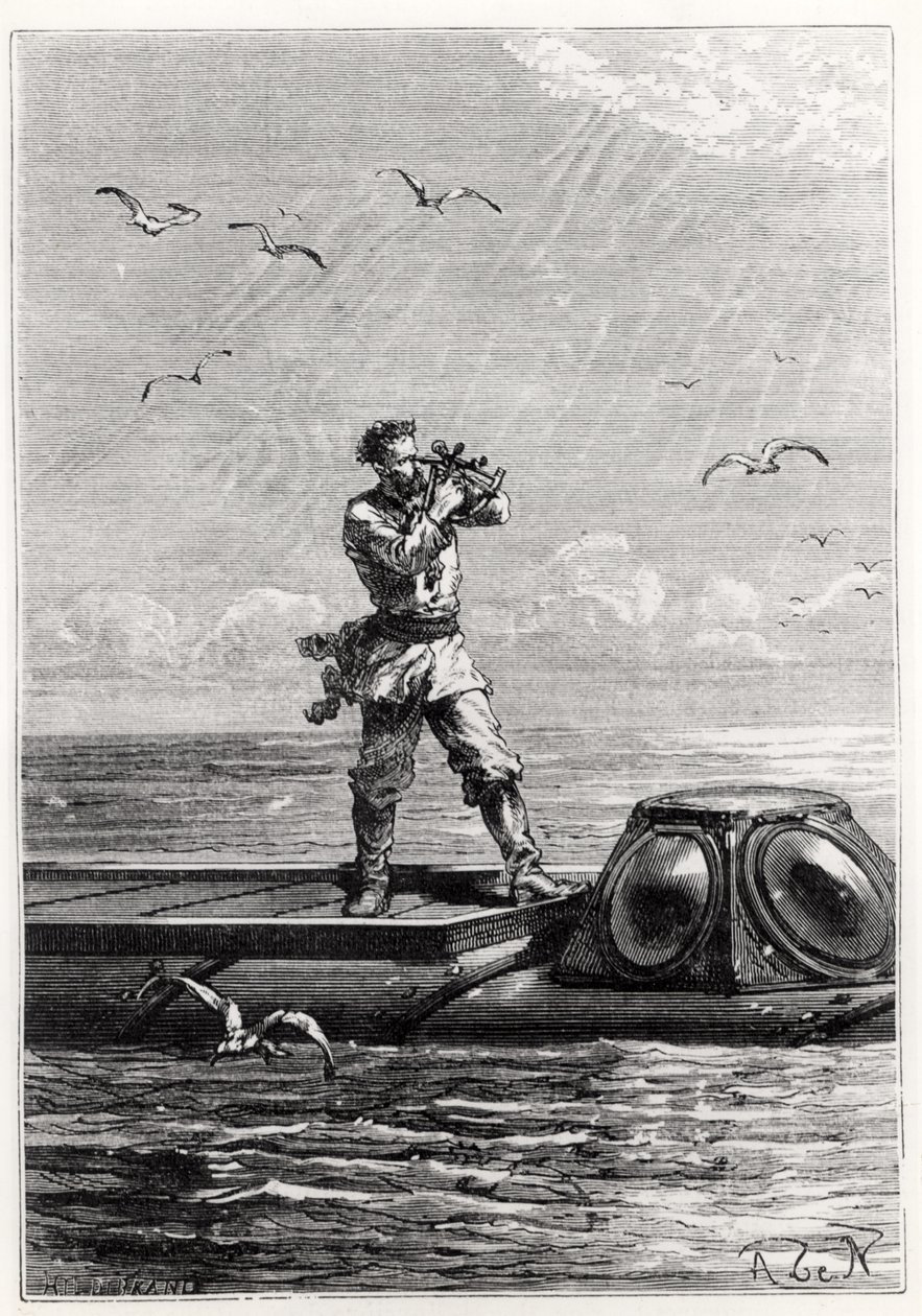 Kaptajn Nemo på toppen af Nautilus, fra 