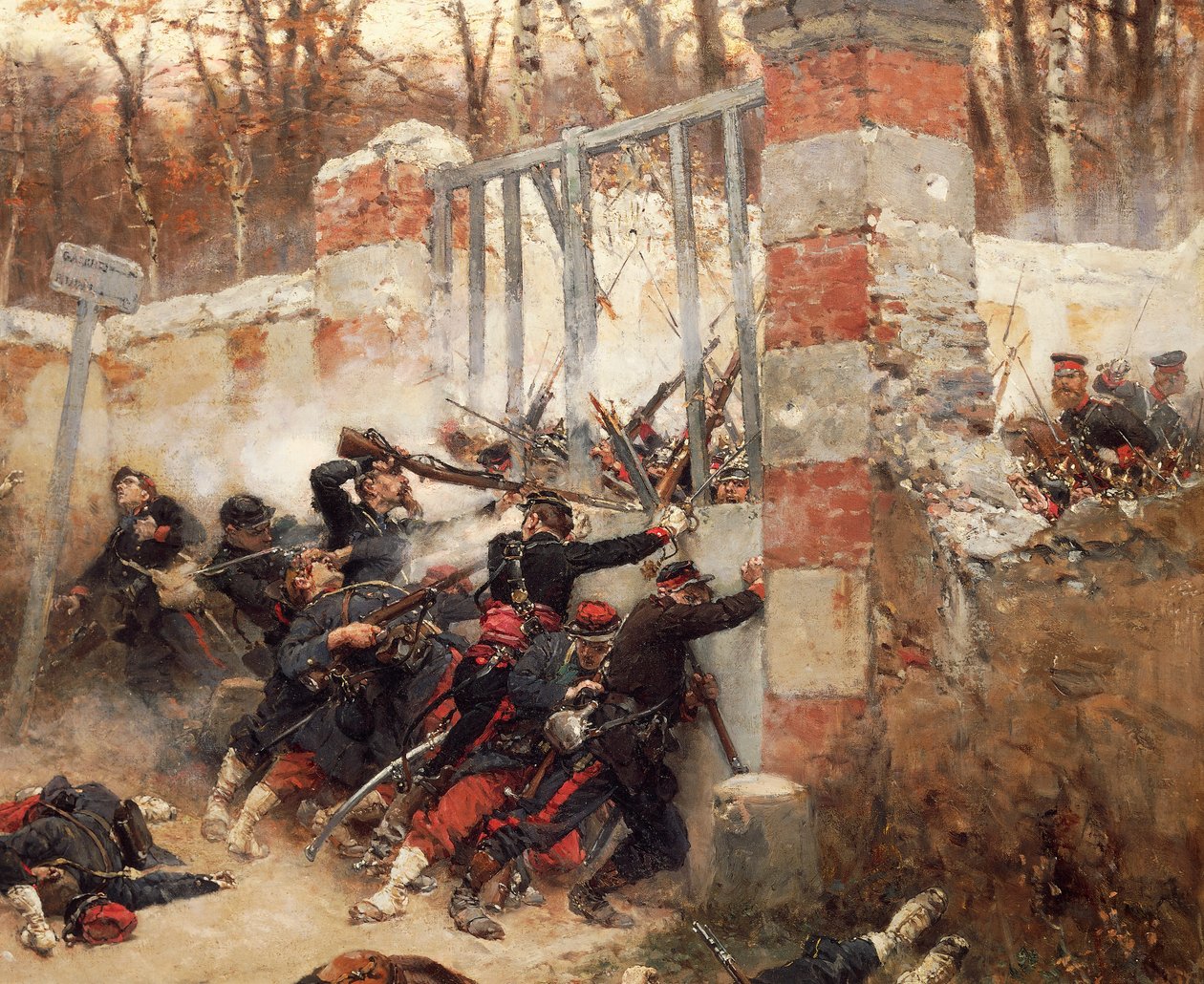 Forsvar af Longboyaus gate, slottet Buzenval, 21. oktober af Alphonse Marie de Neuville