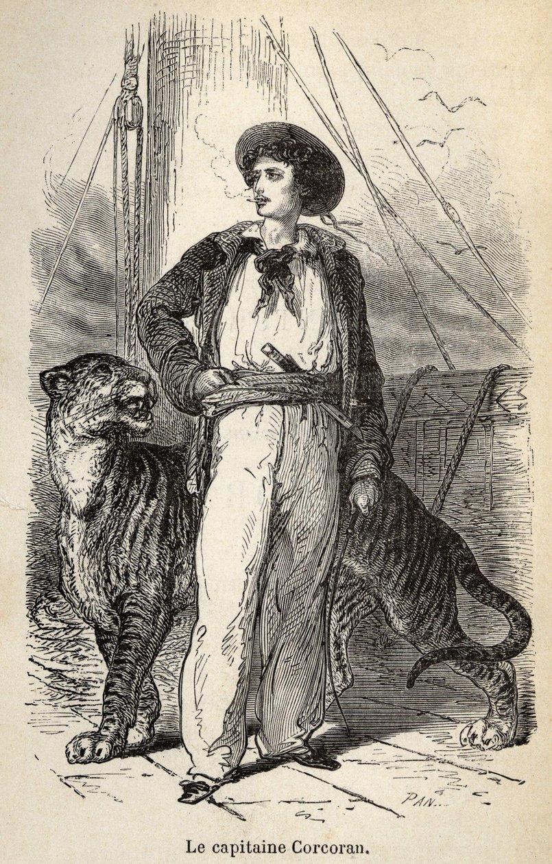 Illustration af kaptajn Corcorans vidunderlige, men autentiske eventyr"" af Alfred Assollant, illustreret med 25 vignetter tegnet på træ af A. de Neuville, Librairie Hachette et Cie i Paris af Alphonse Marie de Neuville