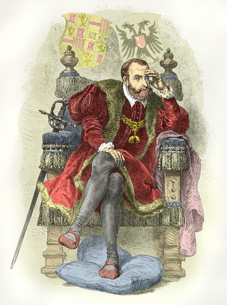 Portræt af Karl V (gravering) af Alphonse Marie de Neuville