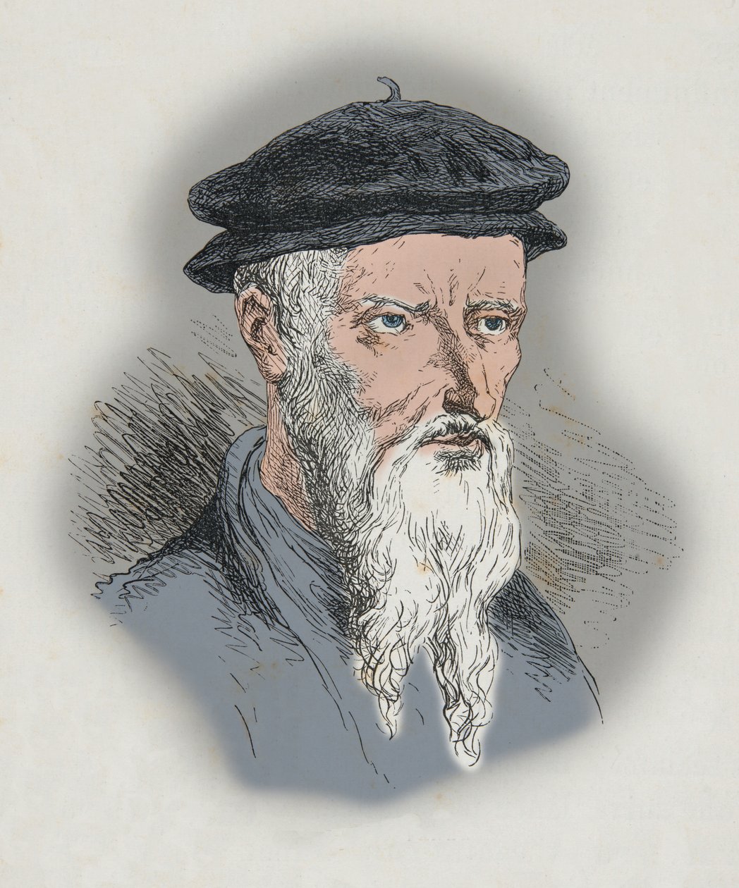 Portræt af Guillaume Farel (gravering) af Alphonse Marie de Neuville