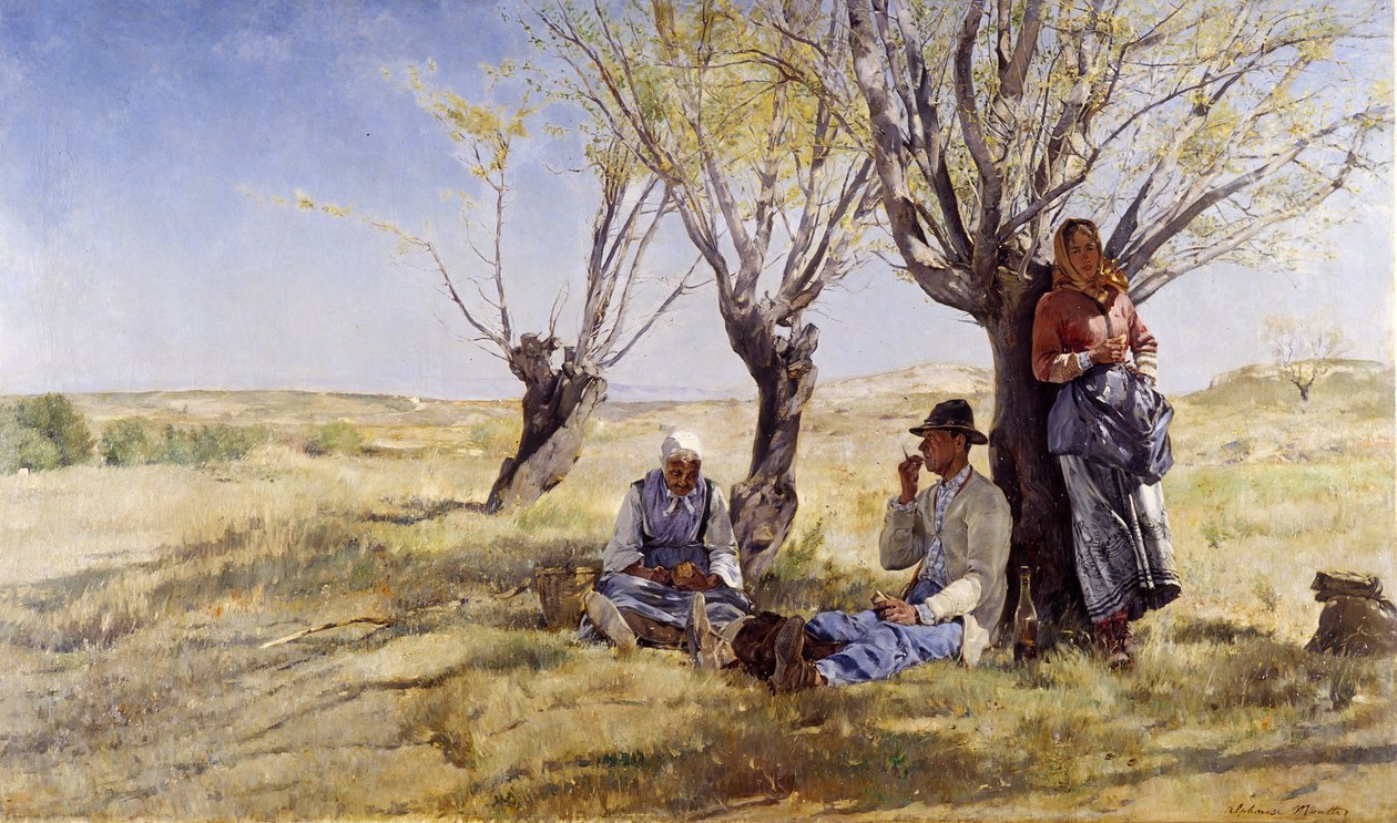 Lou Gousta, smagen i anglernes garrigue (Avignon) Maleri af Alphonse Moutte (1840-1913) Obligatorisk omtale: Samlingsfondens hilsen fra Provence Marseille af Alphonse Moutte
