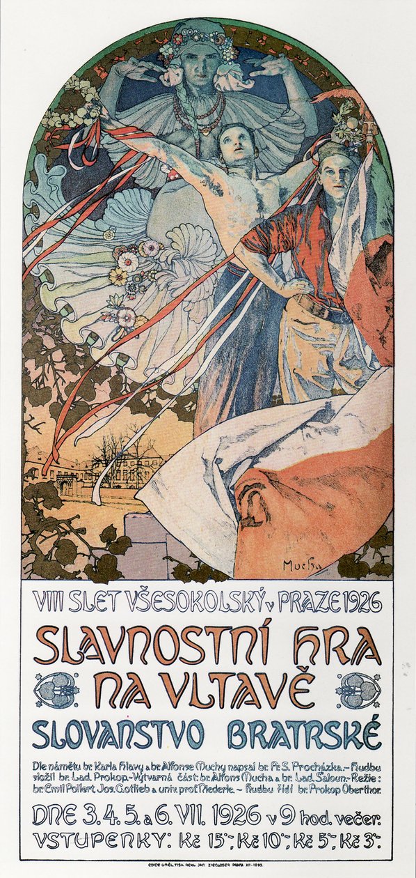 8. Sokol Festival i Prag plakat, 1925 af Alphonse Mucha