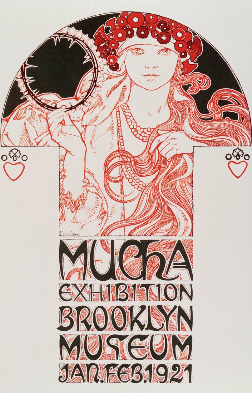 Reklameplakat af Alphonse Mucha (1860-1939) for "Mucha Exhibition, Brooklyn Museum", 1921 - Reklameplakat af Alphonse Mucha for Mucha udstilling på Brooklyn museum i New York, 1921 Dim af Alphonse Mucha