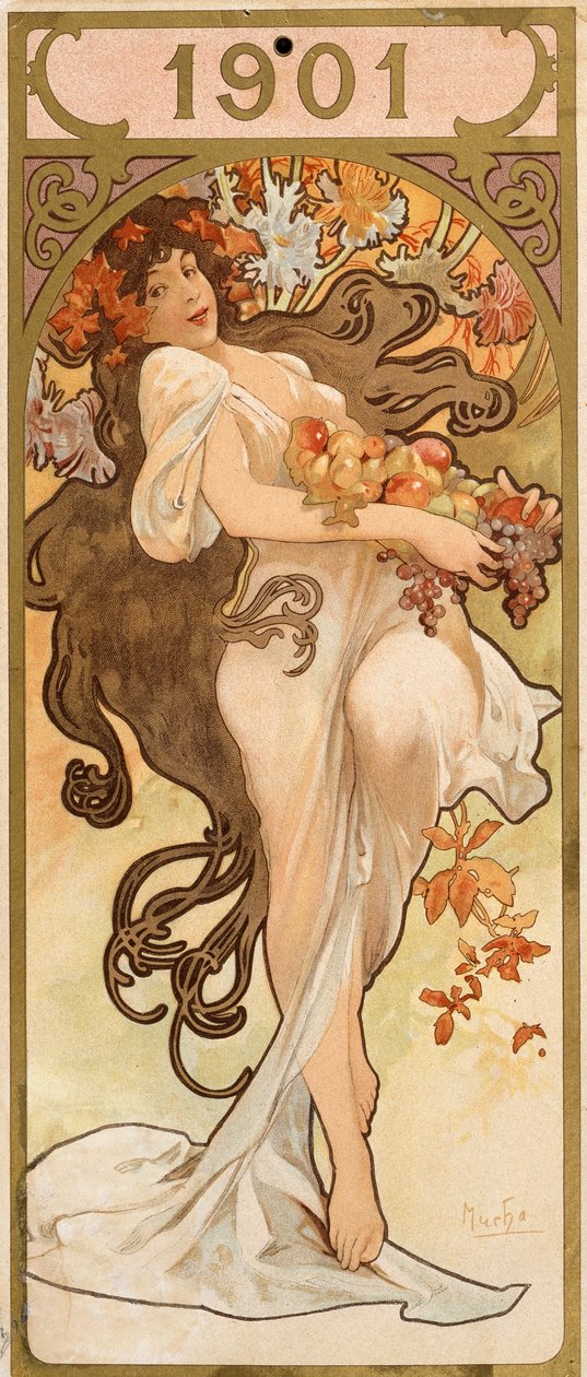 Kalender for året 1901, c1900. af Alphonse Mucha