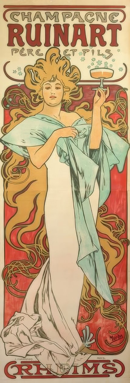 Champagne Ruinart far og søn af Alphonse Mucha