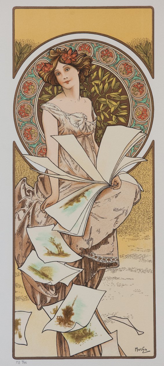 Champagnekalender, ca 1897. af Alphonse Mucha