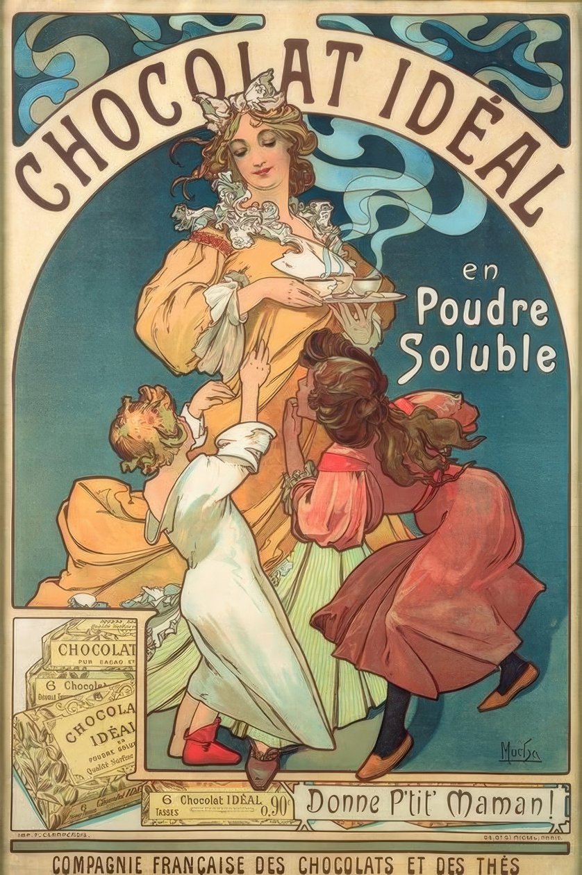 Ideal opløseligt pulver chokolade af Alphonse Mucha