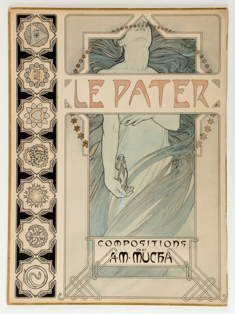 Forsidedesign til den illustrerede udgave Le Pater af Alphonse Mucha