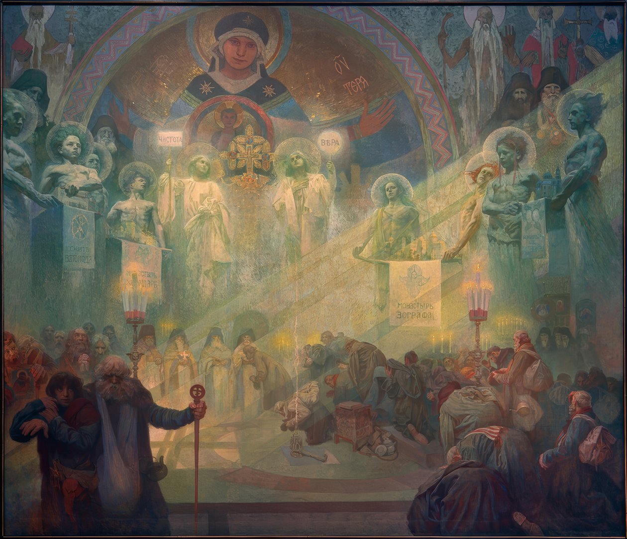 Det hellige Athos-bjerg af Alphonse Mucha