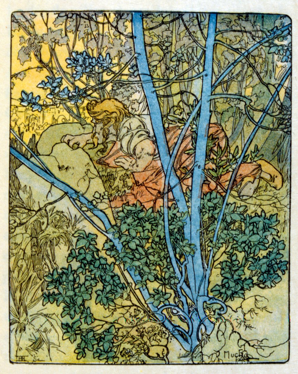 Illustration af Alphonse Mucha fra "Clio", et værk af den franske forfatter Anatole France. 1900. Mucha (1860 1939). var en tjekkisk art nouveau-maler af Alphonse Mucha