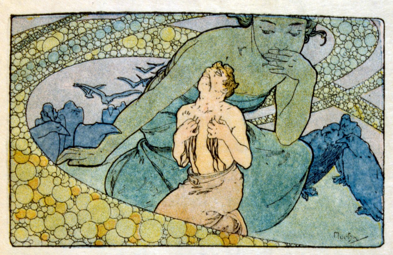 Illustration af Alphonse Mucha fra "Clio", et værk af den franske forfatter Anatole France. 1900. Mucha (1860 1939). var en tjekkisk art nouveau-maler af Alphonse Mucha