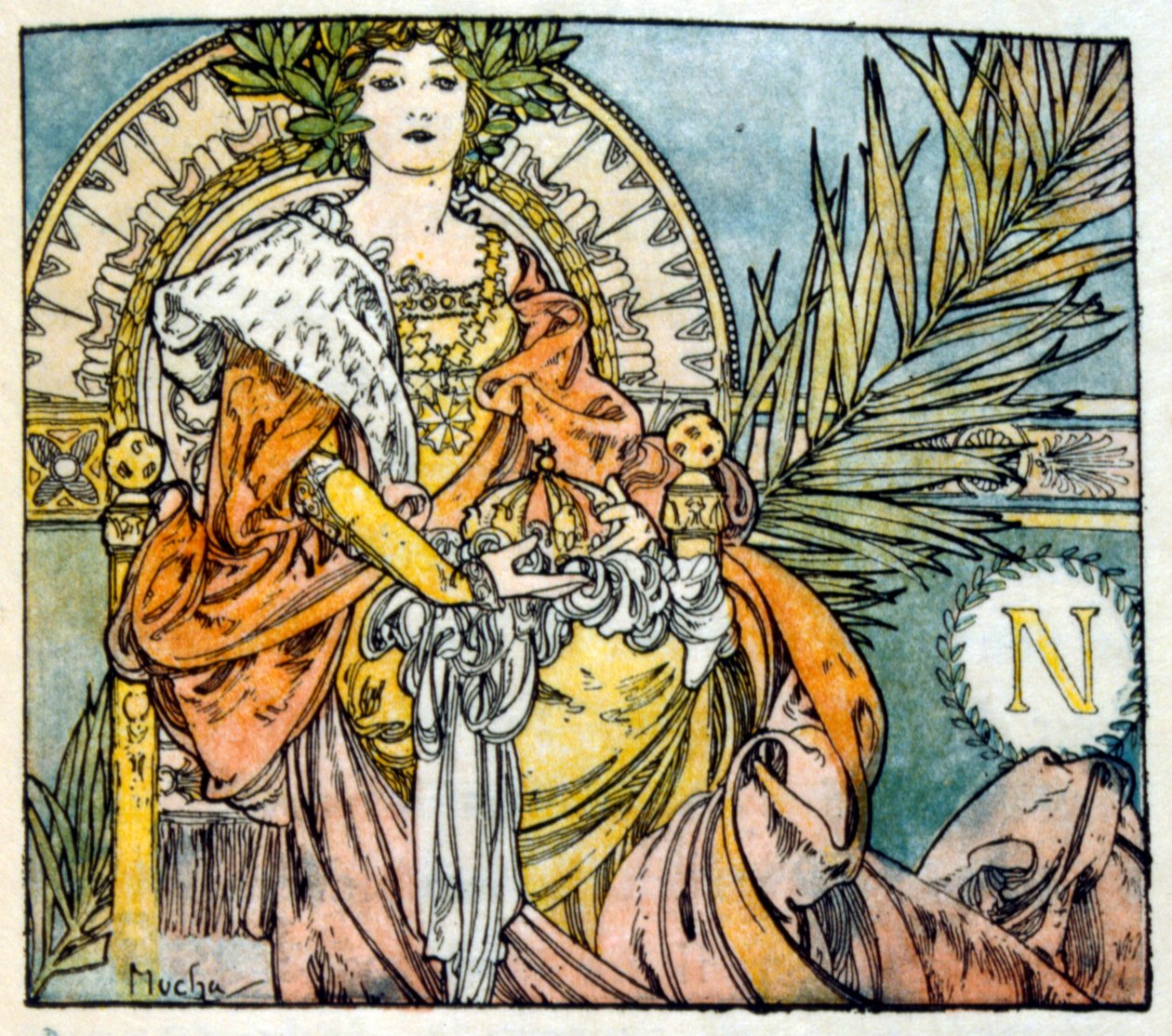 Illustration af Alphonse Mucha fra "Clio", et værk af den franske forfatter Anatole France. 1900. Mucha (1860 1939). var en tjekkisk art nouveau-maler af Alphonse Mucha