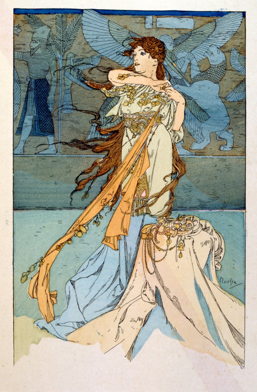Illustration af Alphonse Mucha fra "Rama" et digt i tre akter af Paul Verola. ca. 1898. Mucha (1860 1939). var en tjekkisk art nouveau-maler af Alphonse Mucha