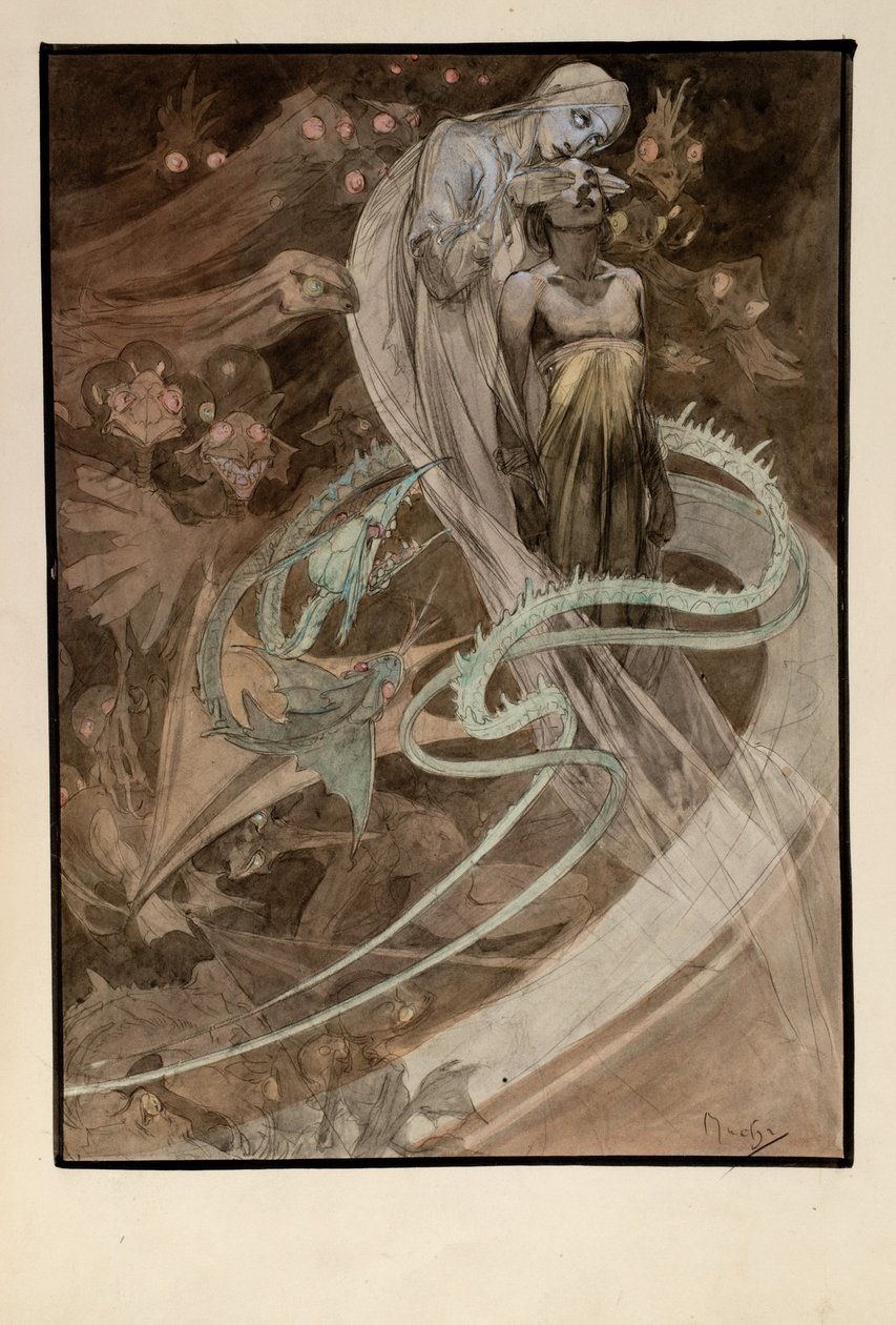 Illustration til den illustrerede udgave Le Pater af Alphonse Mucha
