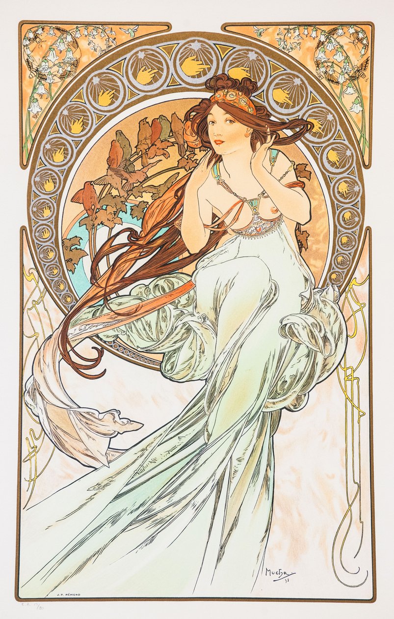 La Musica Fra serien The Arts, 1898. af Alphonse Mucha