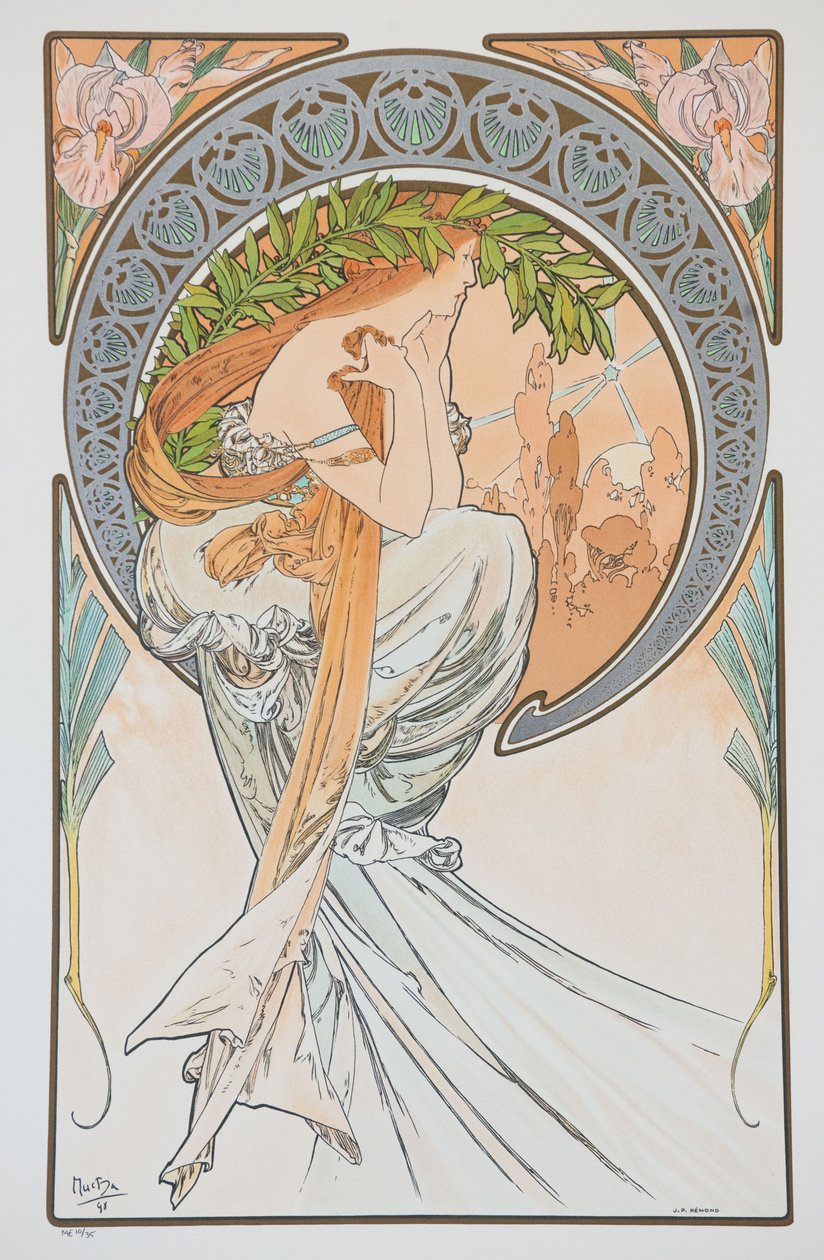La Poesia Fra serien The Arts, 1898. af Alphonse Mucha