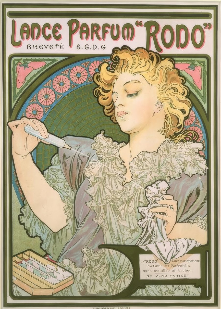 Kast parfumeskraber af Alphonse Mucha