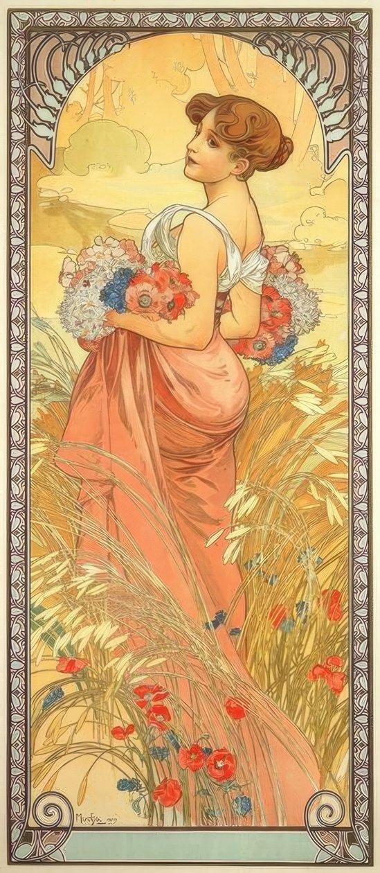 Sommer af Alphonse Mucha