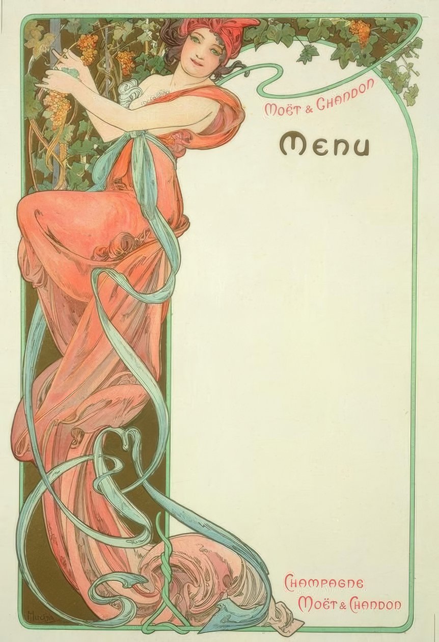 Moët & Chandon / Menu af Alphonse Mucha