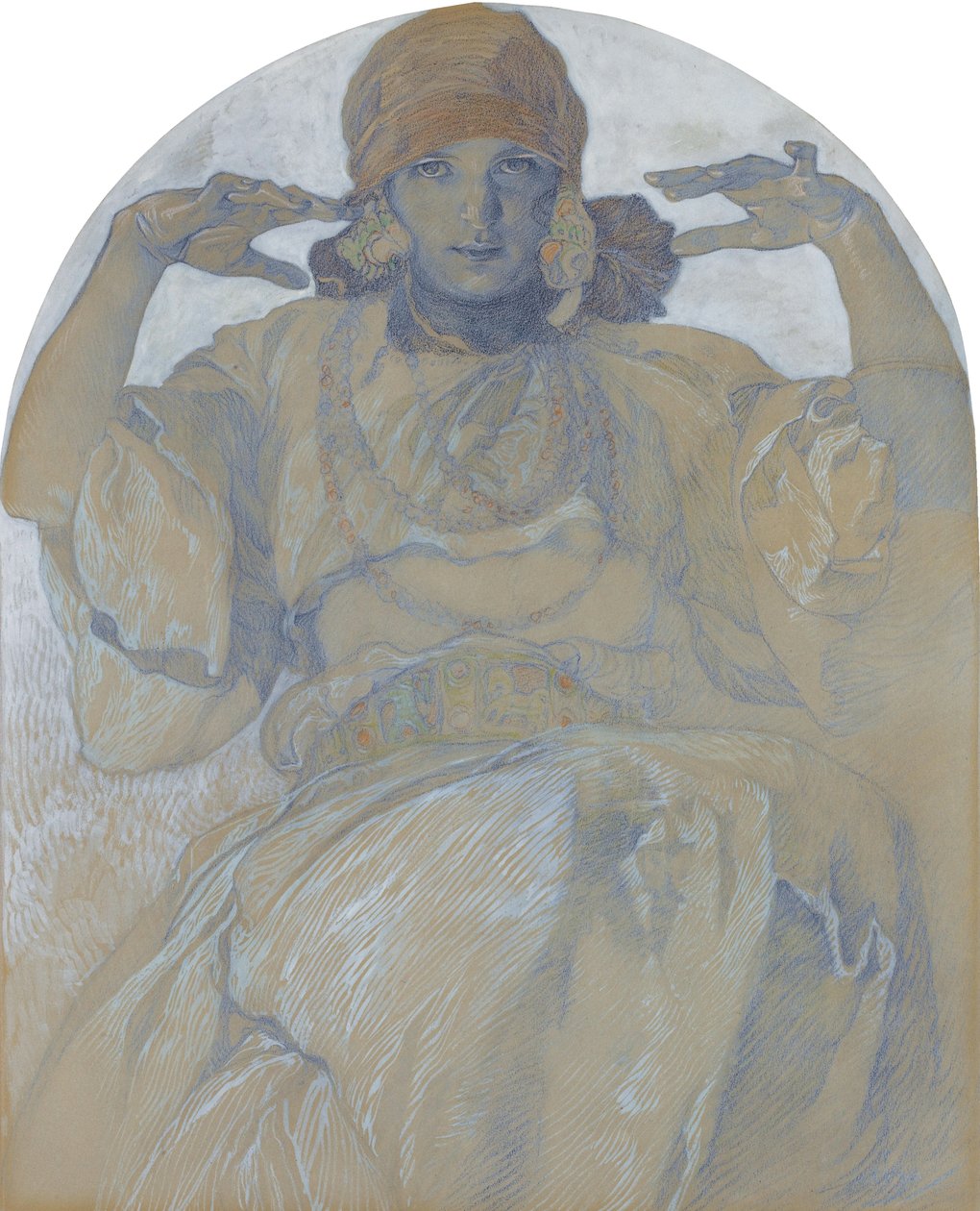 Portræt af kunstnerens datter, Jaroslava, ca. 1924 af Alphonse Mucha