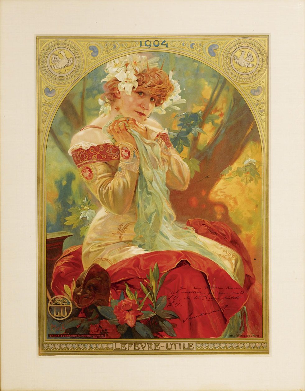 Plakat for Lefevre-Utile. Sarah Bernhardt i rollen som Melissinde i La Princesse Lointaine af E af Alphonse Mucha
