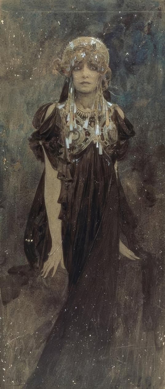 Sarah Bernhardt i rollen som Medea af Alphonse Mucha