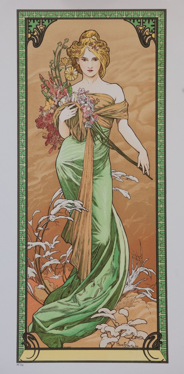 Forår fra serien Les Saisons, 1900. af Alphonse Mucha