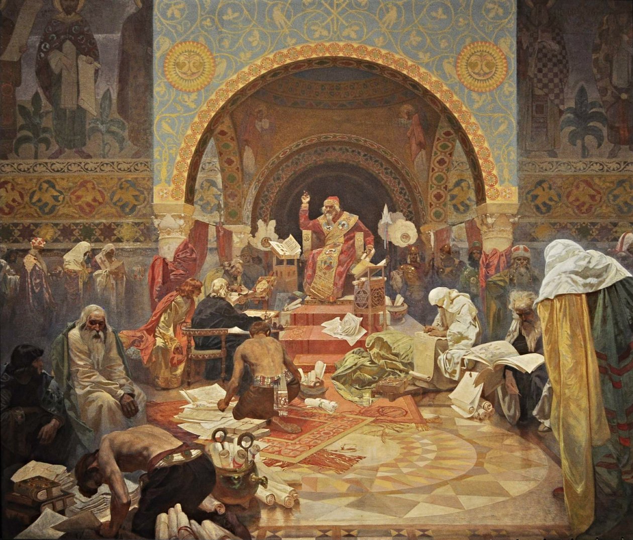 Den bulgarske zar Simeon Cyklus Det slaviske epos af Alphonse Mucha