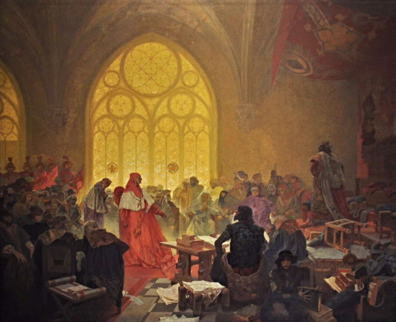 Hussit-kongen George af Podebrady Cyklus Det slaviske epos af Alphonse Mucha