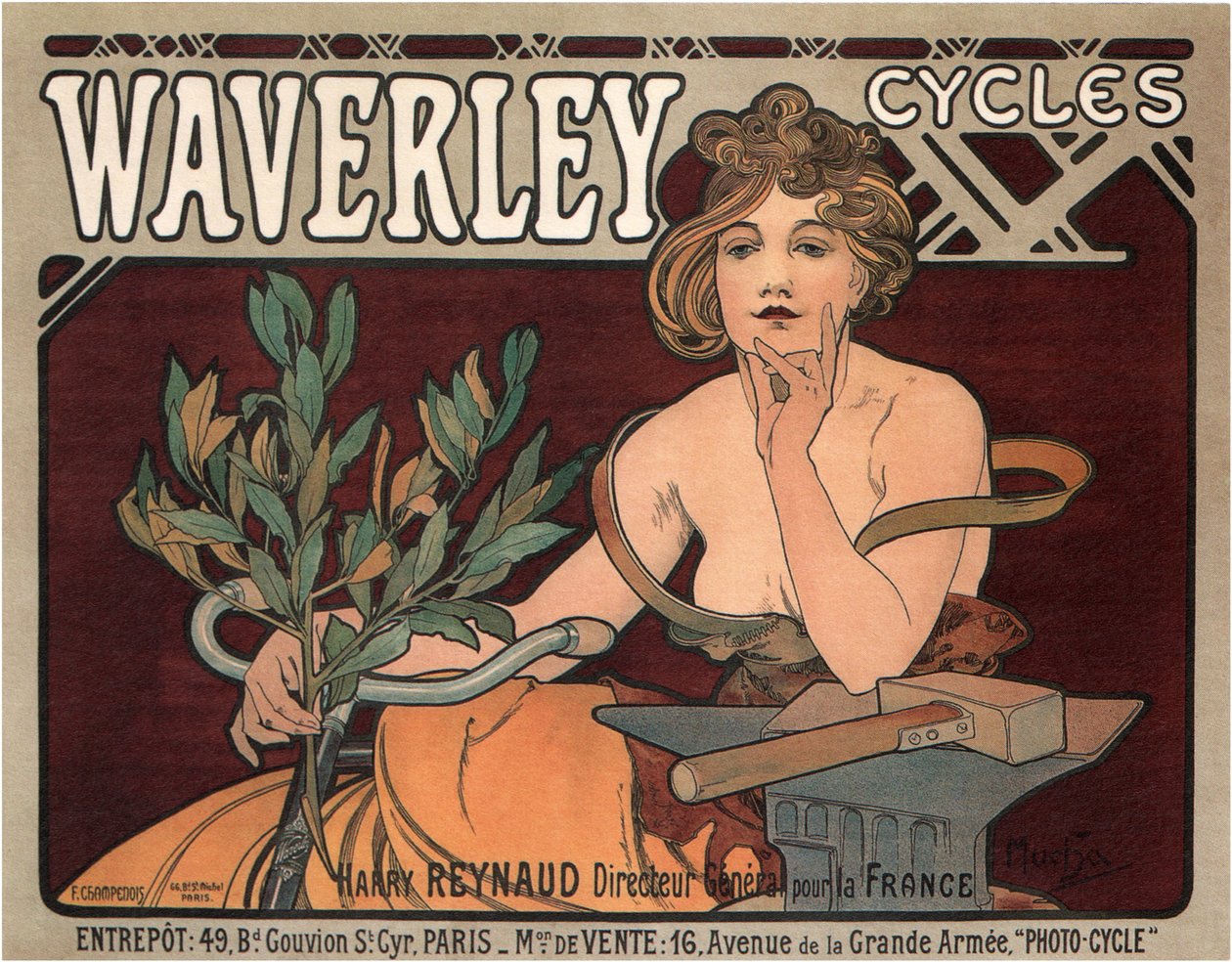 Waverley Cycles, 1896 af Alphonse Mucha