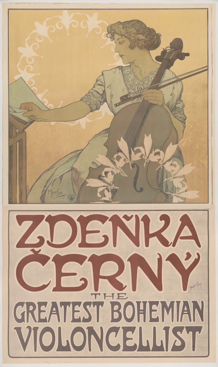 Zde? Ka? Erný, den største bøhmiske cellist, 1913 af Alphonse Mucha