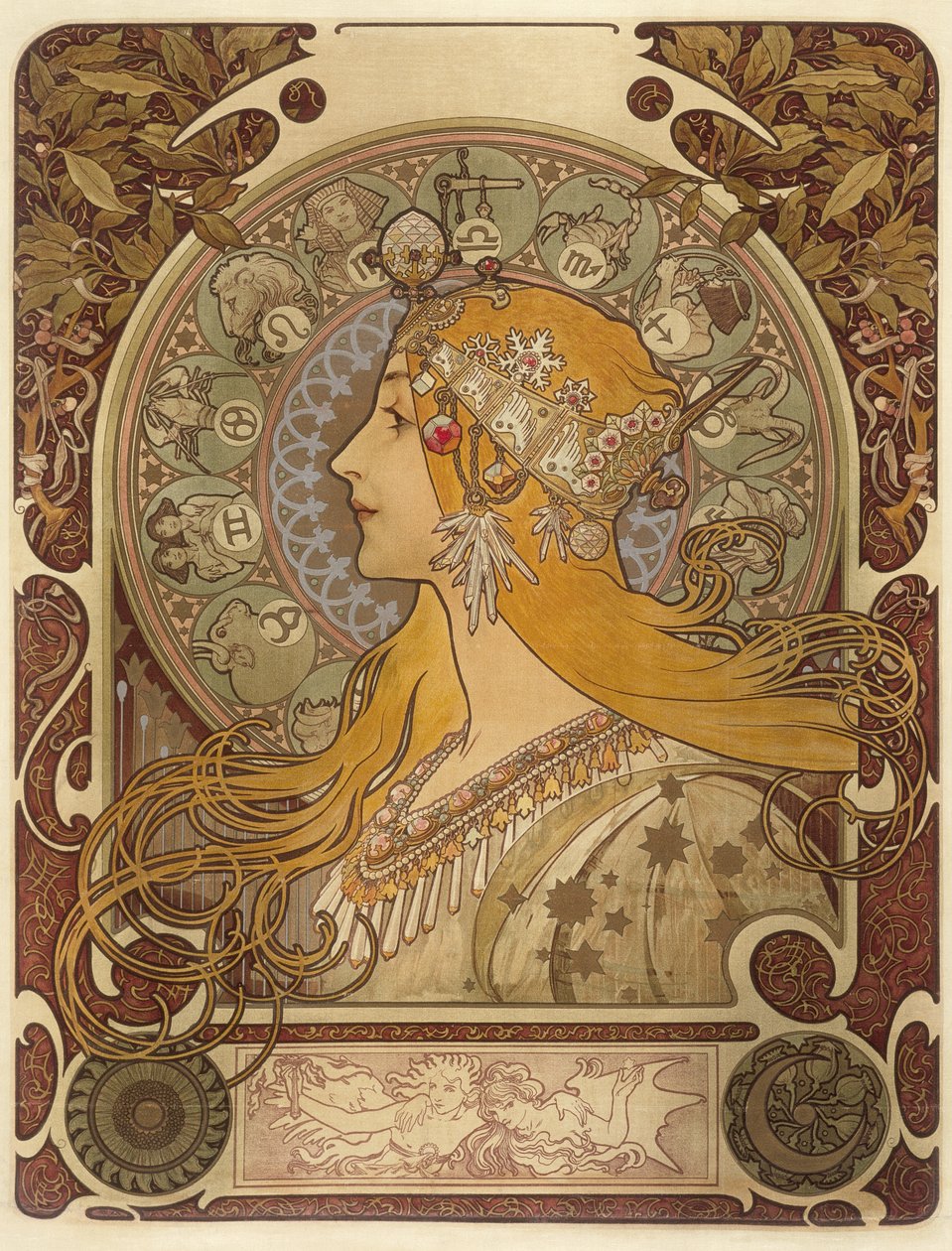 Zodiac, 1896 af Alphonse Mucha