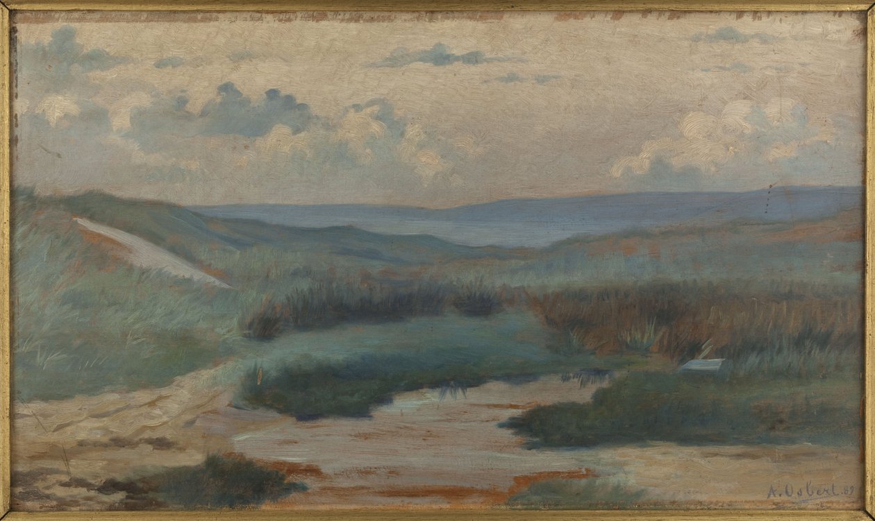 En dam i klitterne om natten, Siouville af Alphonse Osbert