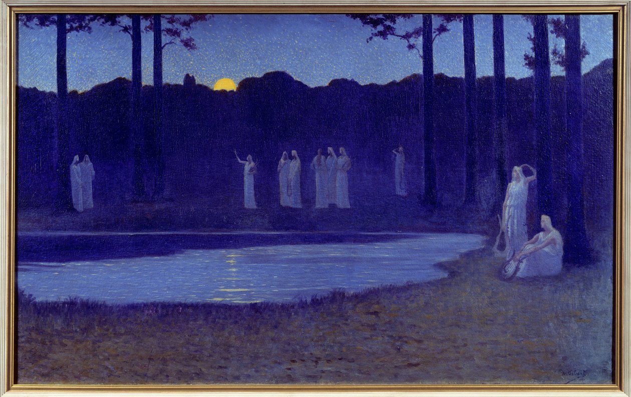 Symbolik: "" Chants de nuit"" Maleri af Alphonse Osbert (1857-1939) 1896 Søn. 0,77x1,24 m Paris, musee d