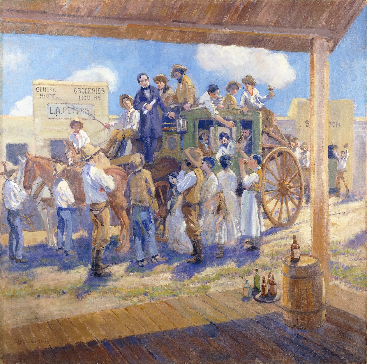 Guvernør Burnett leverer Charter of Statehood til San Jose, Californien, ca. 1925 (olie på lærred) af Alson Skinner Clark