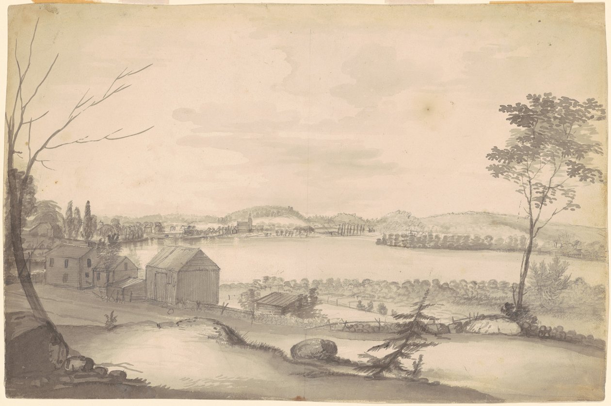 Undersøgelse for "View of Springfield on the Connecticut River" af Alvan T. Fisher