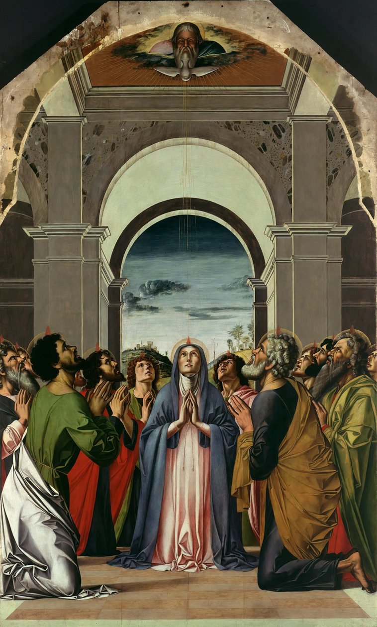 Helligåndens nedstigning. Centralpanel af Polyptich af pinsen, ca 1475 af Alvise Vivarini