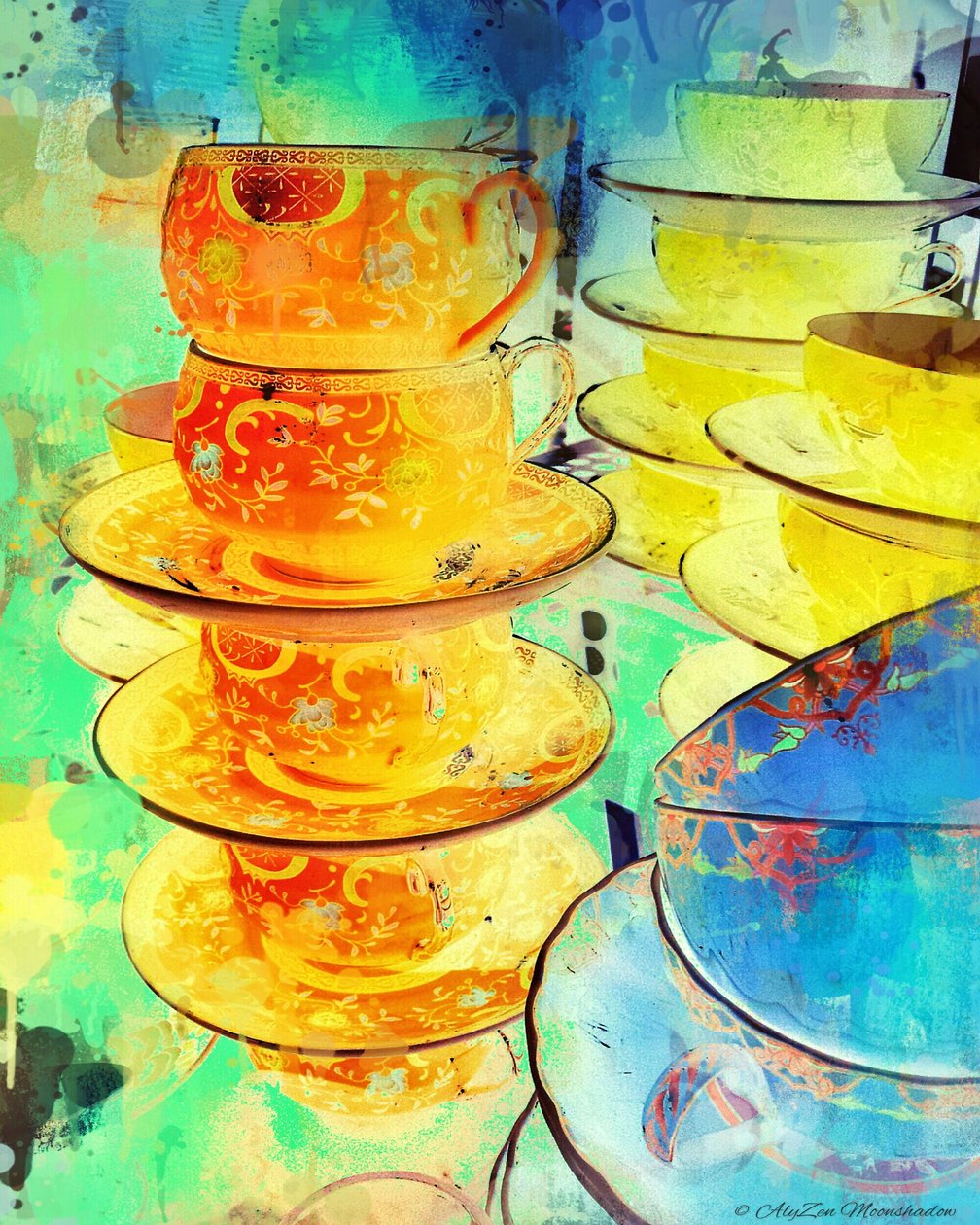 Orange and Gold Stack, 2014, (digital mixed media phoneography) af AlyZen Moonshadow