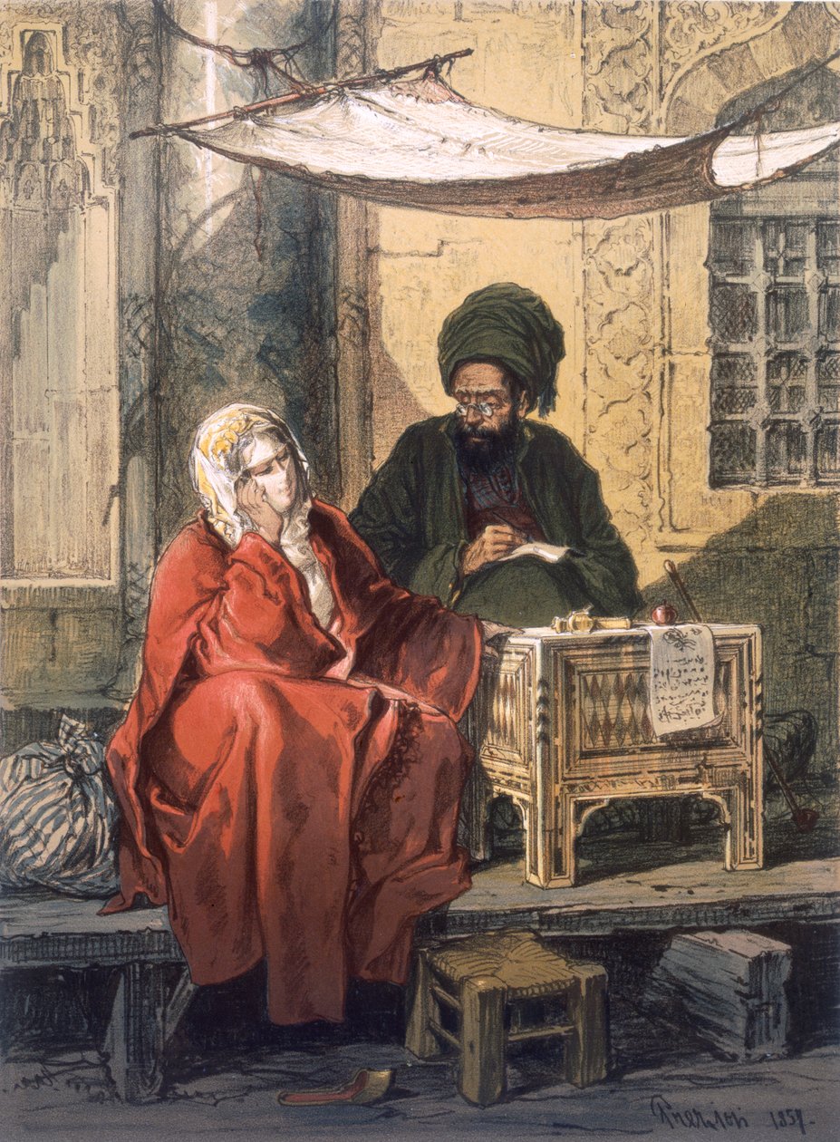Brevskrivning, 1858 af Amadeo Preziosi